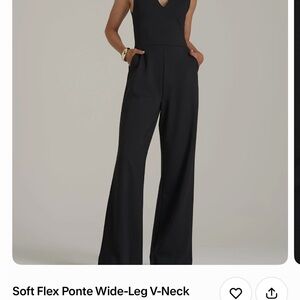 Wide-Leg V-Neck Jumpsuit in Black